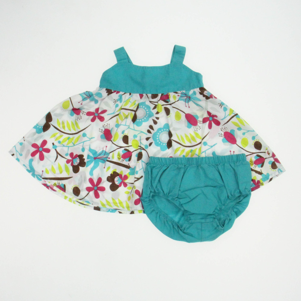 Tiny Tillia Girls White | Turquoise Dress size: 0-3 Months